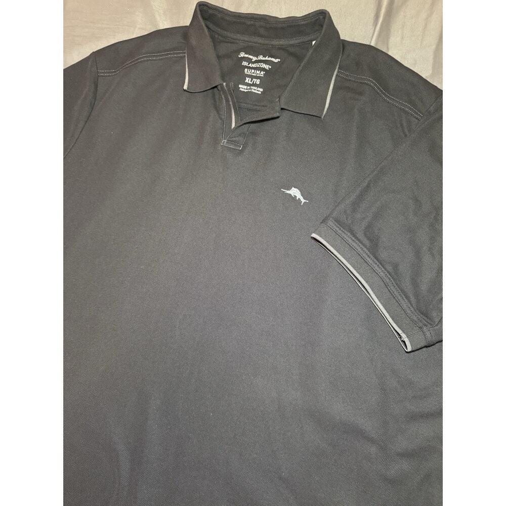 Tommy Bahama IslandZone Polo Men's XL Black Supima Cotton Open Collar Golf